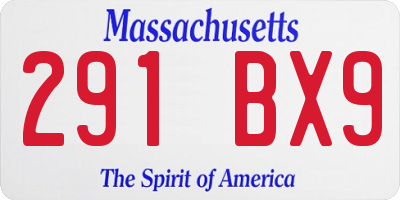 MA license plate 291BX9
