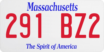 MA license plate 291BZ2