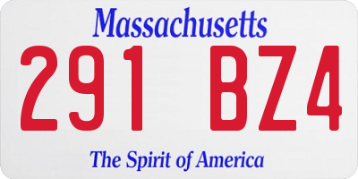 MA license plate 291BZ4