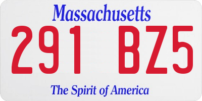 MA license plate 291BZ5