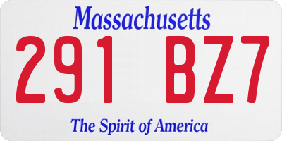 MA license plate 291BZ7