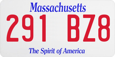 MA license plate 291BZ8
