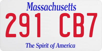 MA license plate 291CB7