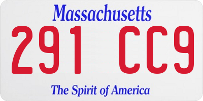 MA license plate 291CC9