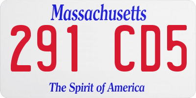 MA license plate 291CD5