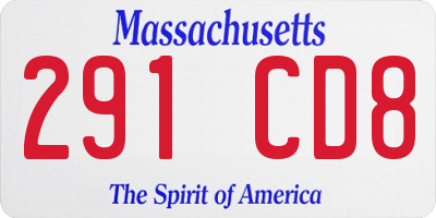 MA license plate 291CD8