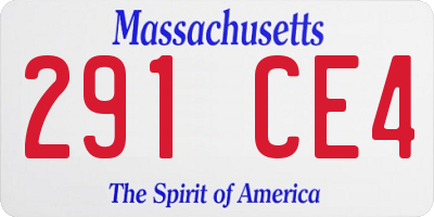 MA license plate 291CE4