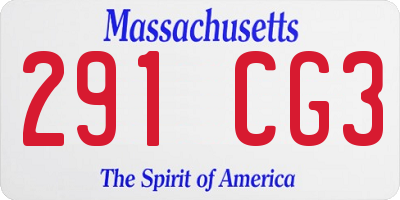 MA license plate 291CG3