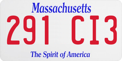 MA license plate 291CI3