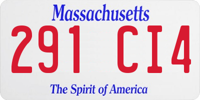 MA license plate 291CI4