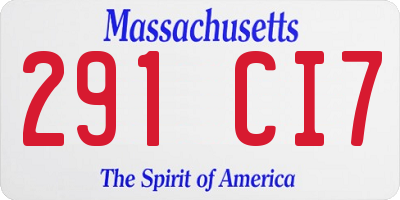 MA license plate 291CI7