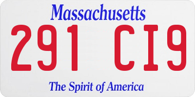 MA license plate 291CI9