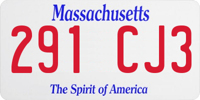 MA license plate 291CJ3
