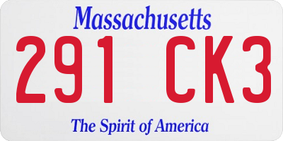 MA license plate 291CK3
