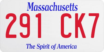 MA license plate 291CK7