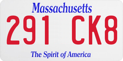 MA license plate 291CK8