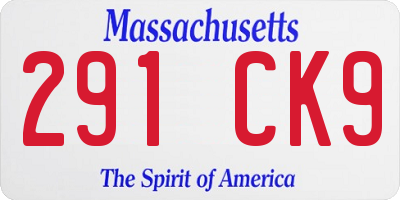 MA license plate 291CK9