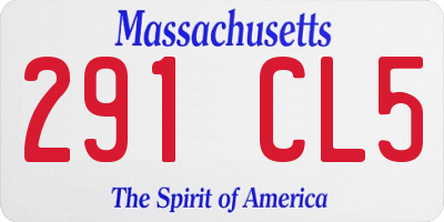 MA license plate 291CL5
