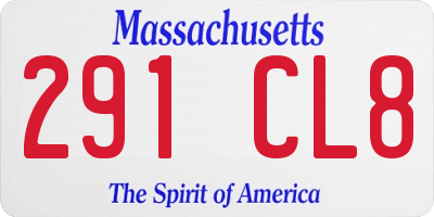 MA license plate 291CL8
