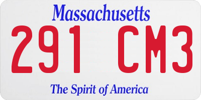 MA license plate 291CM3