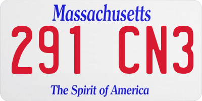 MA license plate 291CN3