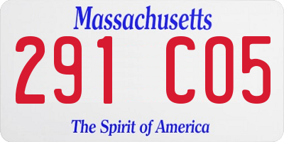 MA license plate 291CO5