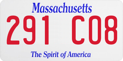 MA license plate 291CO8