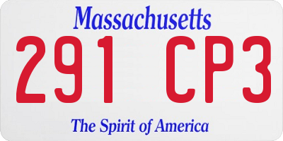 MA license plate 291CP3