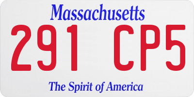 MA license plate 291CP5