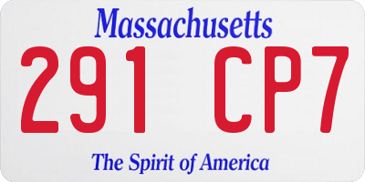 MA license plate 291CP7