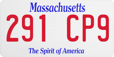 MA license plate 291CP9