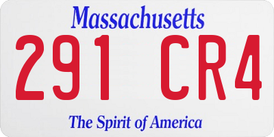 MA license plate 291CR4