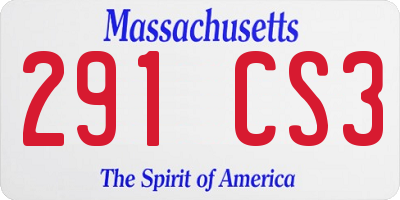MA license plate 291CS3