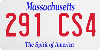 MA license plate 291CS4