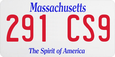 MA license plate 291CS9