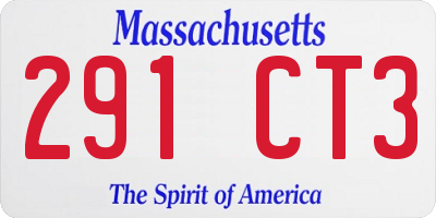 MA license plate 291CT3