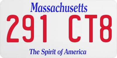 MA license plate 291CT8