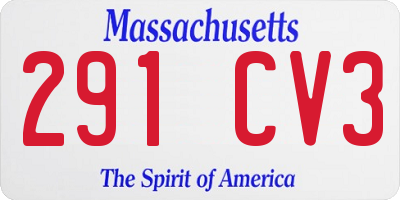 MA license plate 291CV3