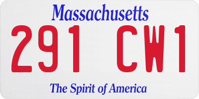 MA license plate 291CW1