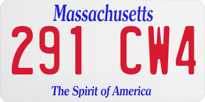 MA license plate 291CW4