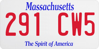 MA license plate 291CW5