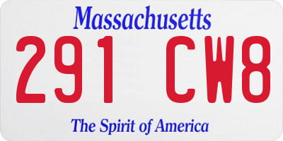 MA license plate 291CW8