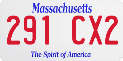 MA license plate 291CX2