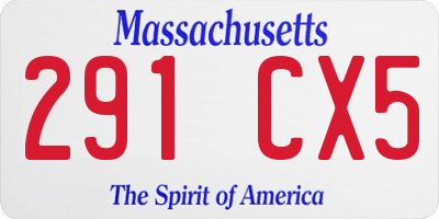 MA license plate 291CX5