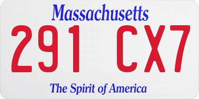 MA license plate 291CX7