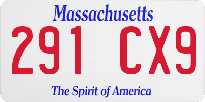 MA license plate 291CX9