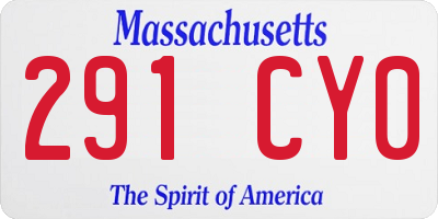 MA license plate 291CY0