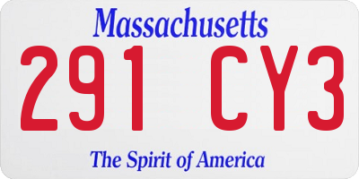 MA license plate 291CY3