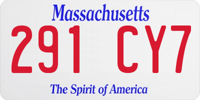 MA license plate 291CY7
