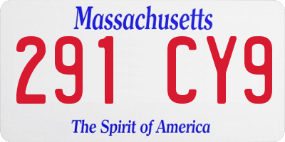 MA license plate 291CY9